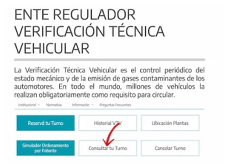 Paso 1 para consultar o cambiar el turno de la VTV en Lisandro Olmos
